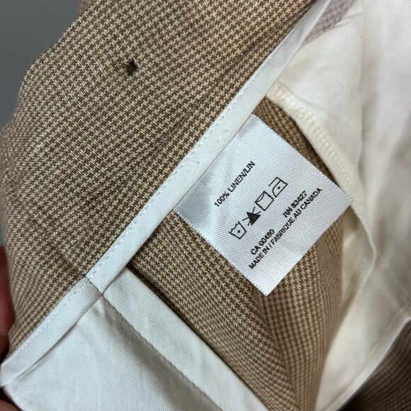 Ballin Pants Trousers Linen Size 34 Relax Pleated Houndstooth preppy old money - Picture 7 of 7